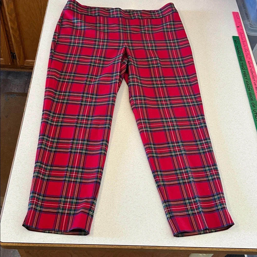 Talbots Slim Hampshire Ankle Pants Size 16 NWOT Classic Tartan Red Plaid Pattern - Picture 10 of 15